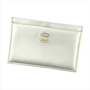 Chanel ID Wallet Coco Button Silver leather Woman unisex Authentic Used C3538